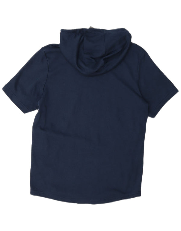 Under Armour masculino manga curta moletom com capuz pequeno algodão azul marinho