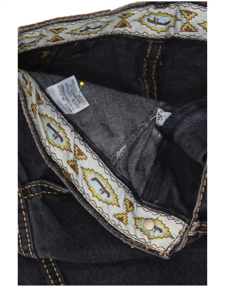 Saia jeans feminina SISLEY W26 pequena algodão azul marinho
