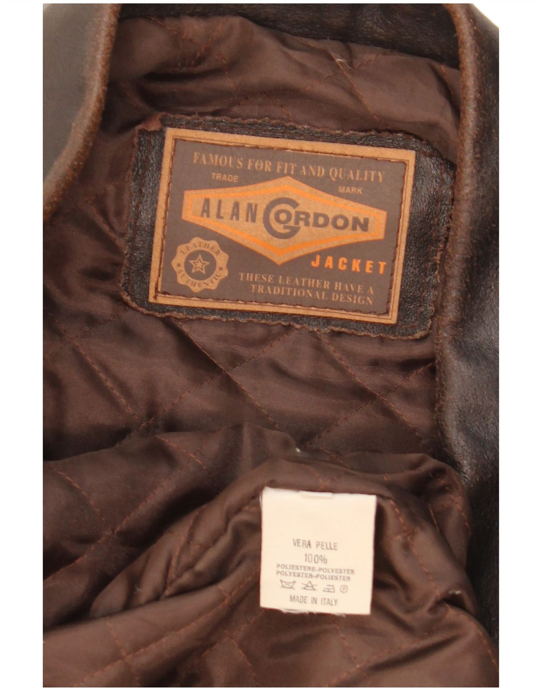 Jaqueta de couro masculina Alan Gordon Reino Unido 42 XL couro marrom