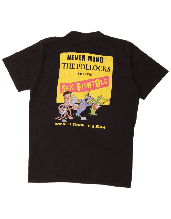 Camiseta gráfica masculina Weird Fish Top médio algodão preto