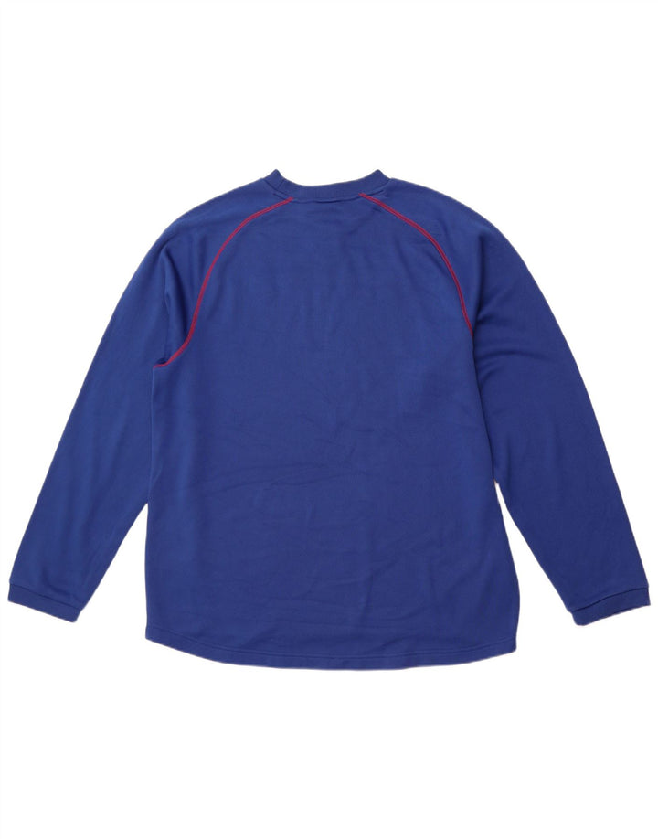 REEBOK Masculino Giants Graphic Top Manga Longa Grande Poliéster Azul