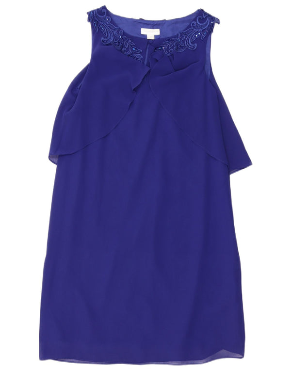 Vestido feminino MONSOON sem mangas, tamanho UK 10, pequeno, azul, acetato floral