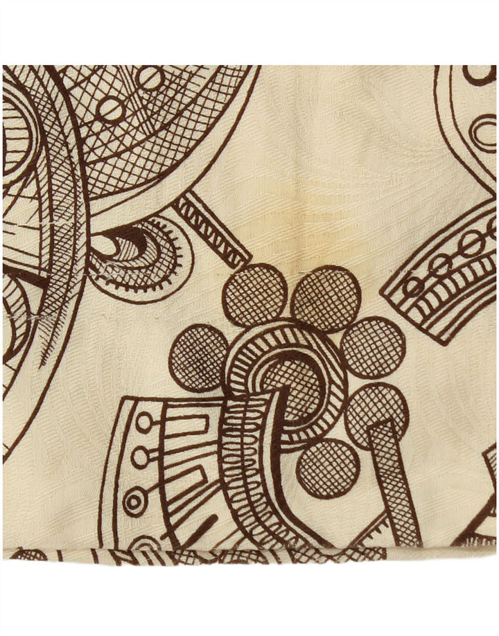 Calça feminina vintage abstrata padrão bootcut casual W26 L28 bege