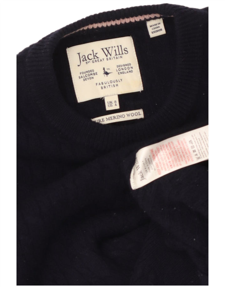 JACK WILLS Suéter feminino com gola redonda, Reino Unido 8, pequeno, azul marinho