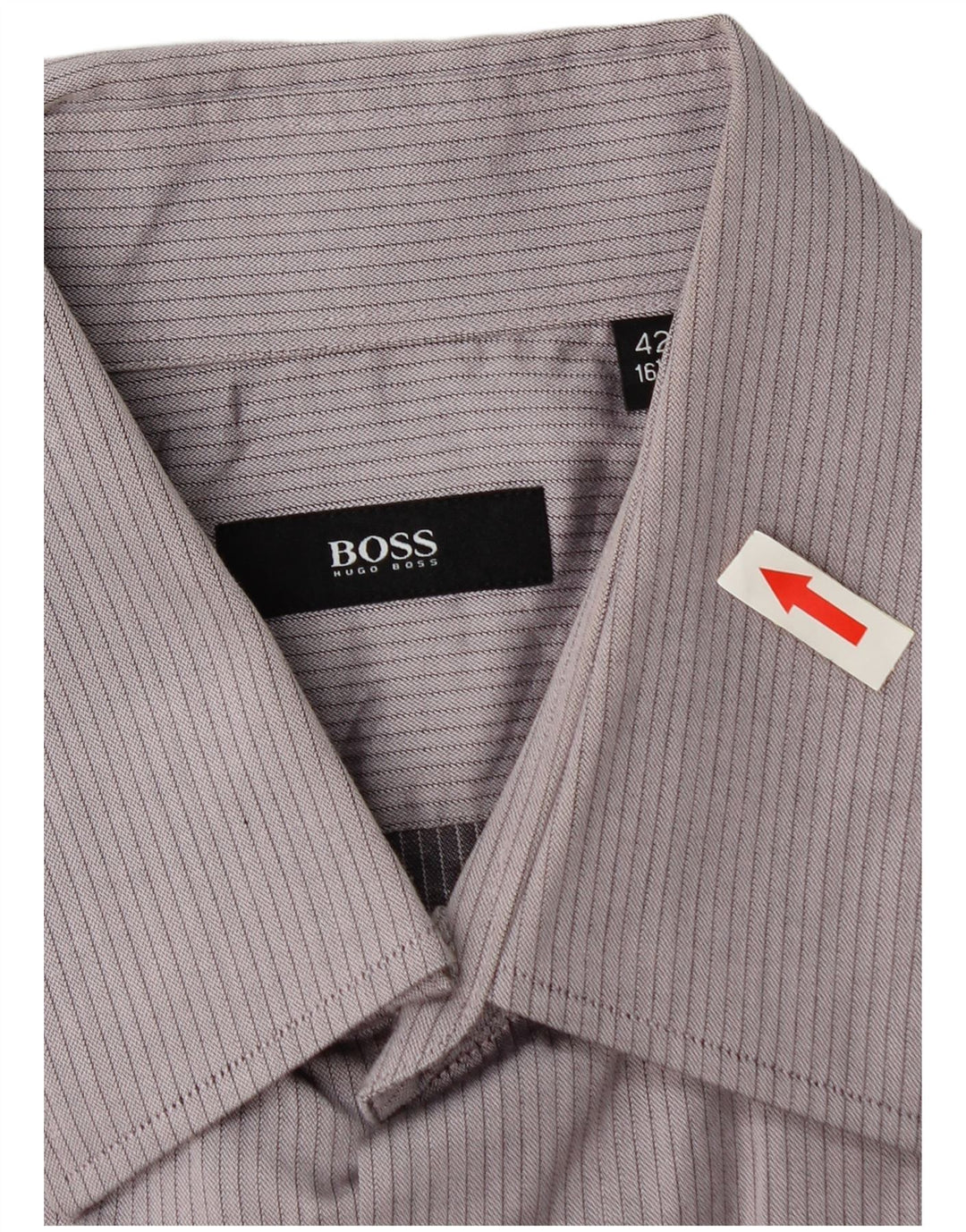 Camisa masculina Hugo Boss tamanho 16 1/2 42 listra cinza grande