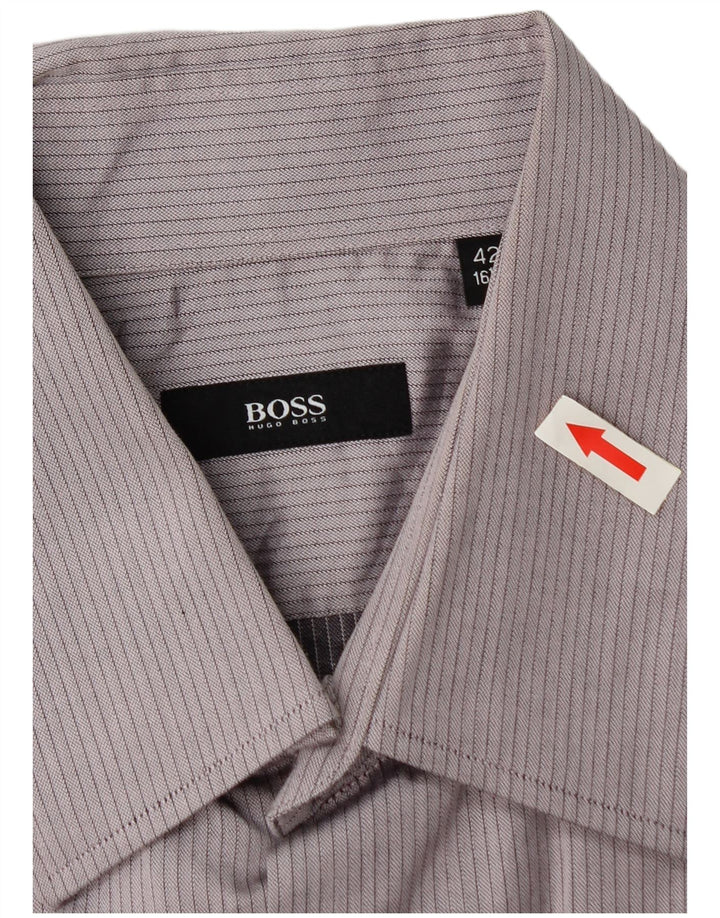 Camisa masculina Hugo Boss tamanho 16 1/2 42 listra cinza grande