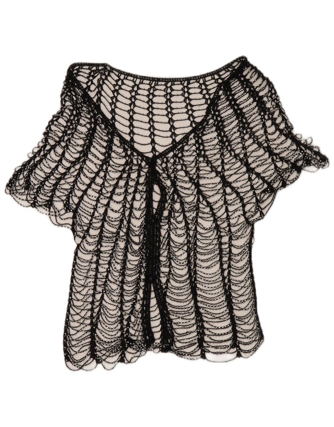 Top feminino transparente vintage UK 2 2XS preto