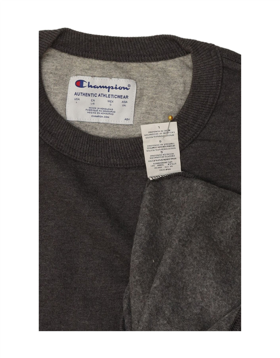 CHAMPION Moletom Masculino Jumper Grande Algodão Cinza