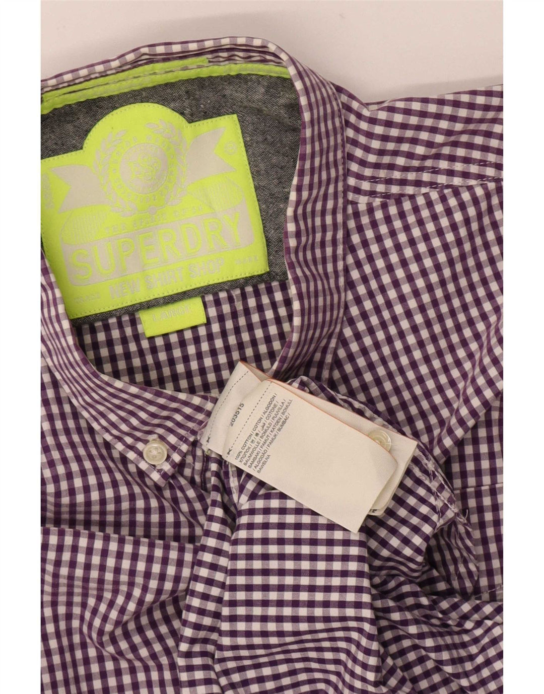 Camisa masculina Superdry grande algodão guingão roxo