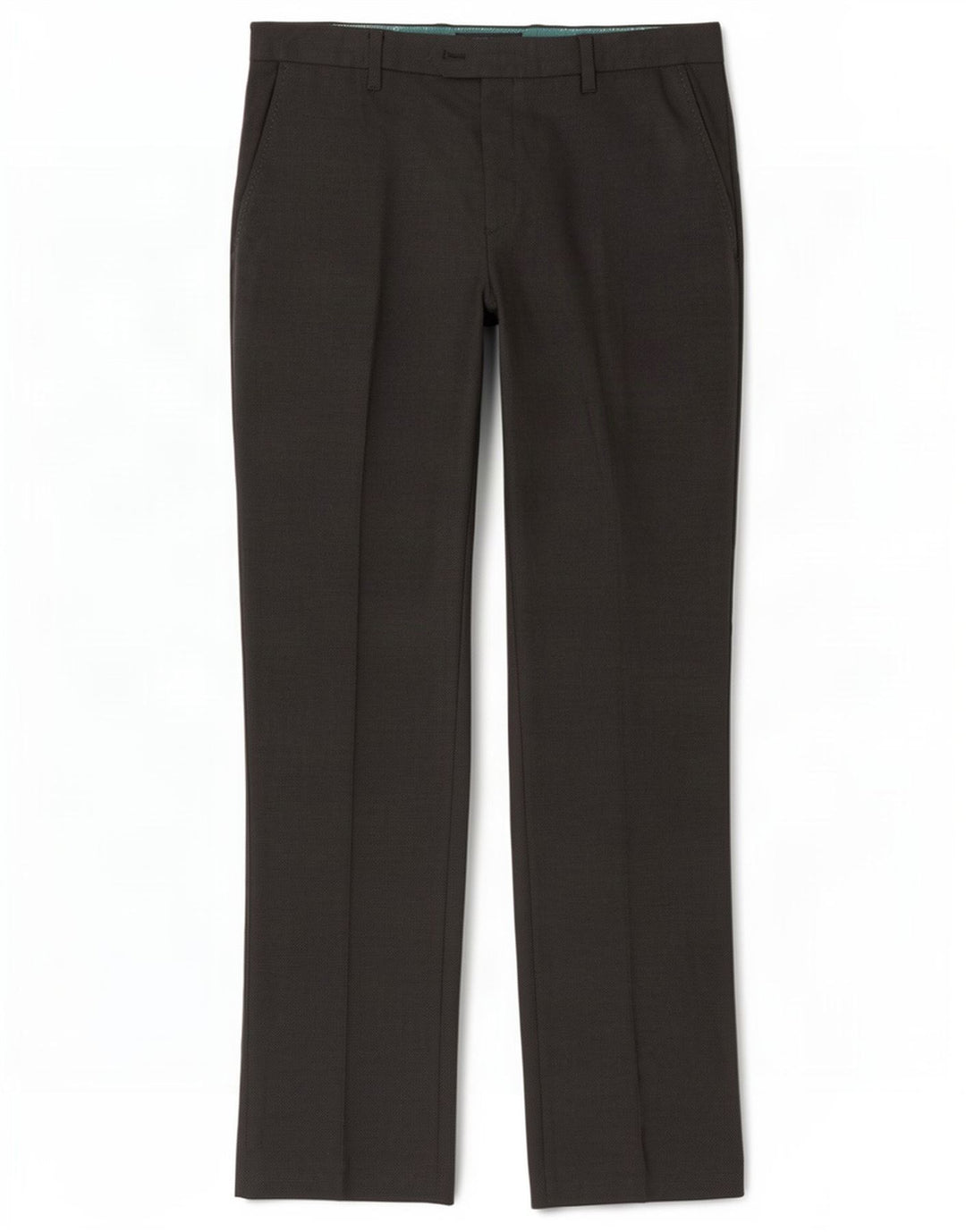 Calças retas masculinas de terno Ted Baker W36 L32 poliéster manchado cinza