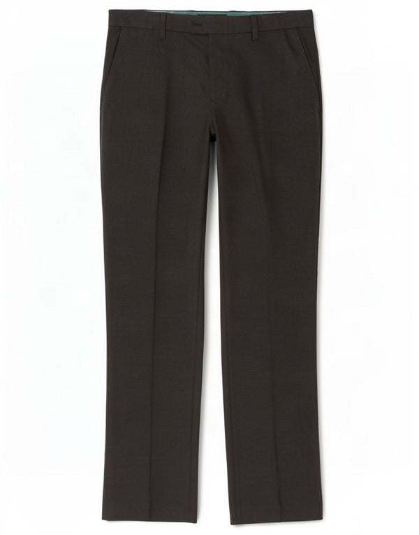 Calças retas masculinas de terno Ted Baker W36 L32 poliéster manchado cinza