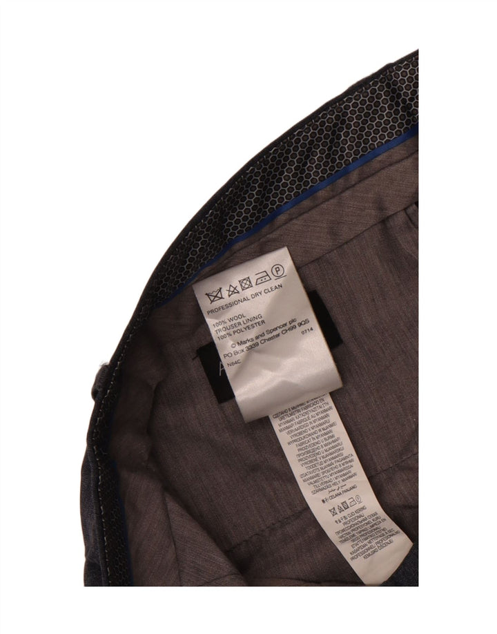 Calça masculina Marks & Spencer Autograph Straight Suit W34 L29 Lã Azul