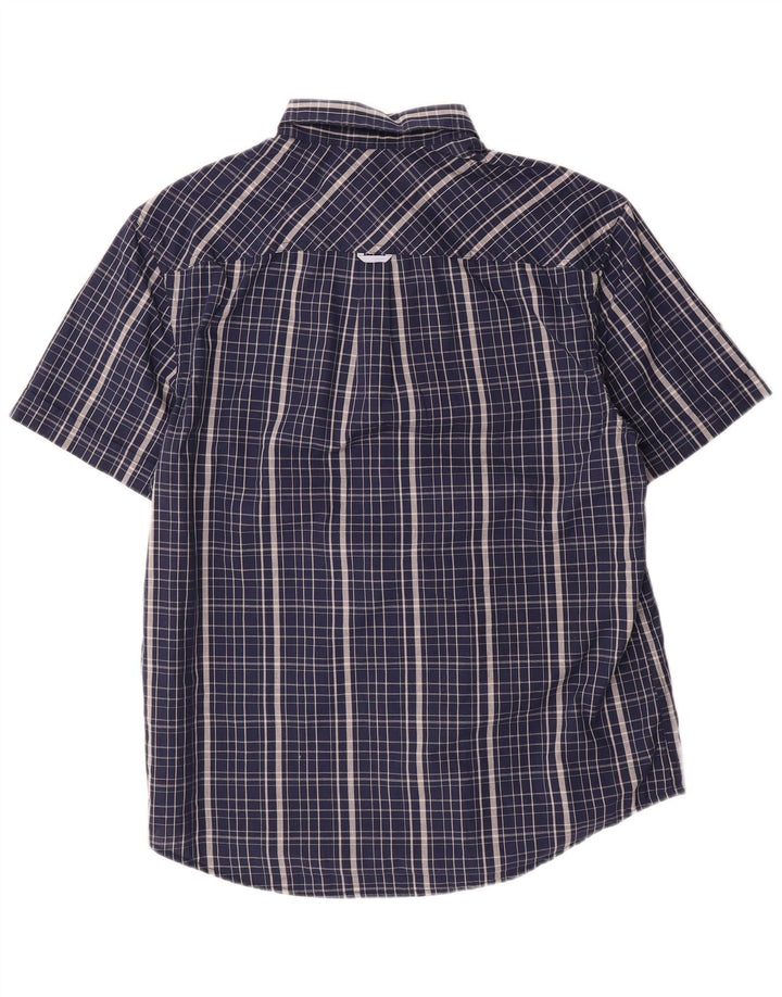 Camisa masculina Penguin Heritage Slim Fit de manga curta grande xadrez azul marinho