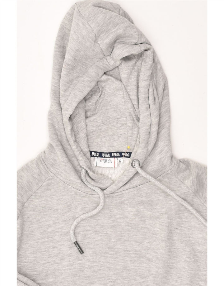 FILA Womens Graphic Crop Hoodie Jumper UK 10 Small Grey Cotton | Vintage Fila | Thrift | Second-Hand Fila | Used Clothing | Messina Hembry 