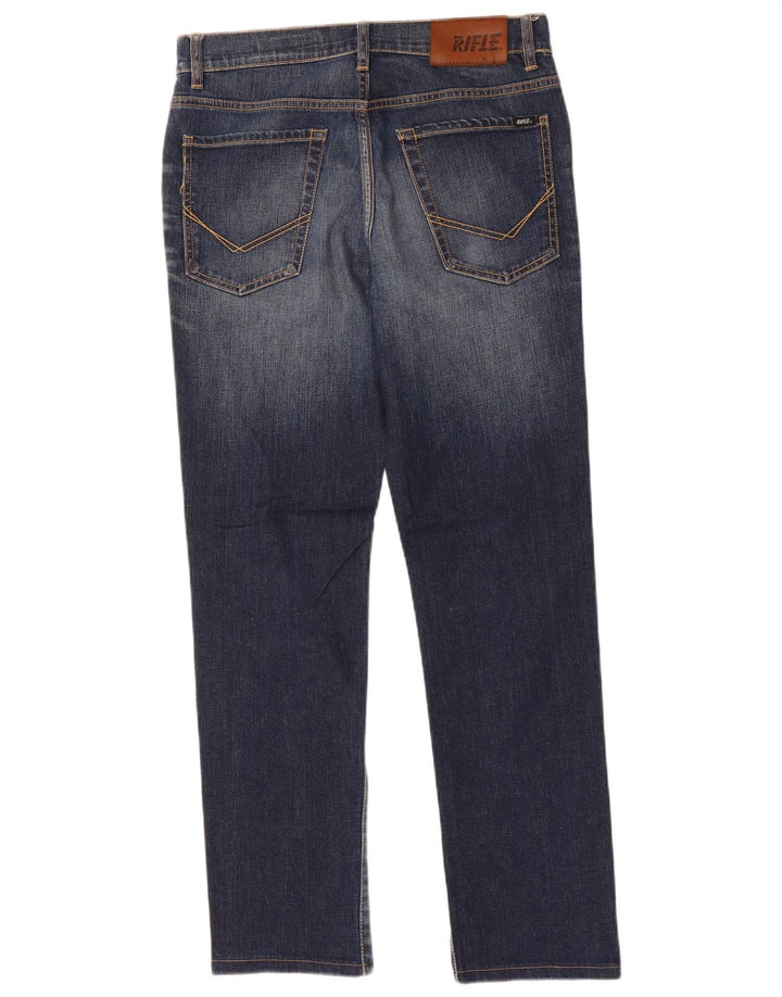 Rifle Mens Straight Jeans W33 L31 Azul Algodão