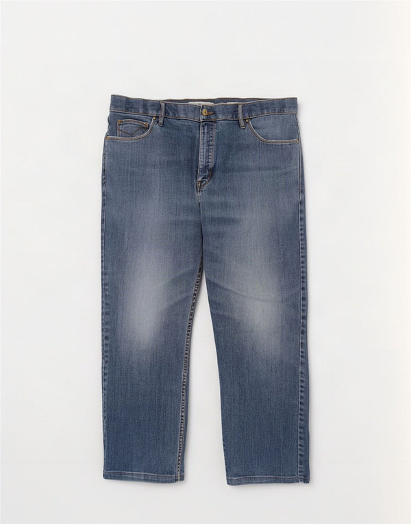 Jeans recortados regulares masculinos Marks & Spencer W38 L25 algodão azul
