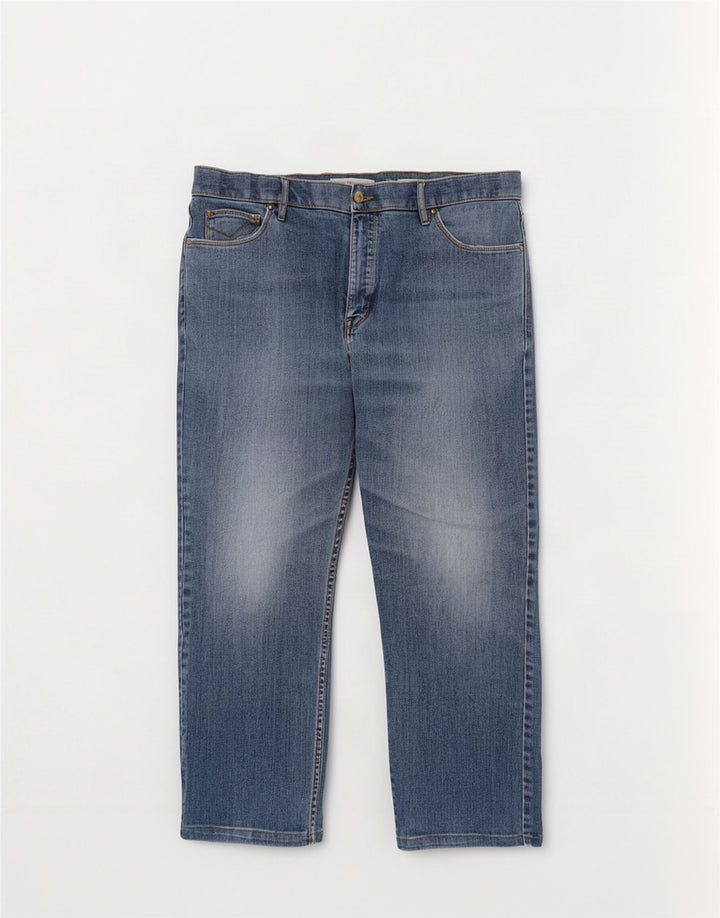 Jeans recortados regulares masculinos Marks & Spencer W38 L25 algodão azul