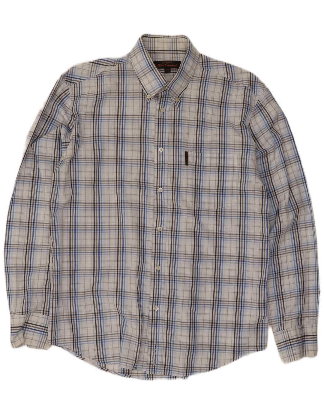 Camisa masculina Ben Sherman de algodão xadrez azul médio