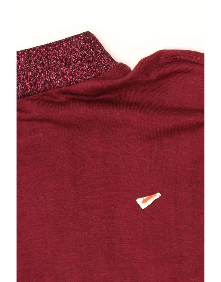 Top feminino VINTAGE de manga comprida UK 14 grande floral borgonha