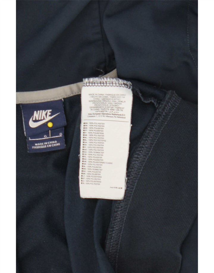 Suéter Nike masculino com capuz e zíper grande azul marinho poliéster colorido