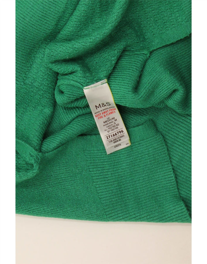 Suéter feminino Marks & Spencer com decote em V Reino Unido 14 viscose verde médio
