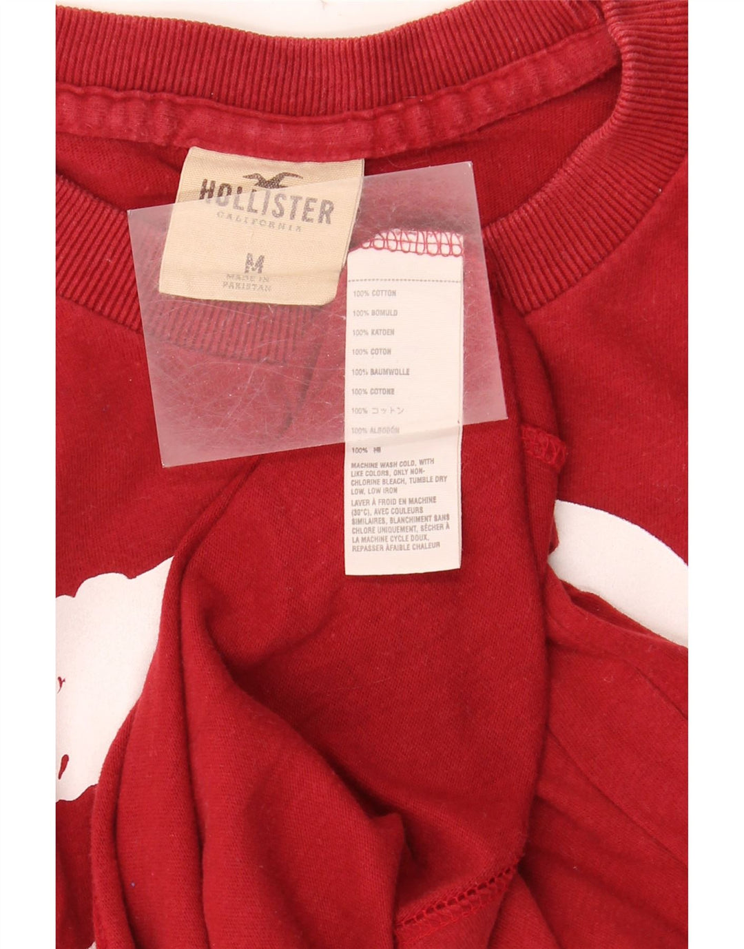 HOLLISTER Mens Graphic T-Shirt Top Medium Red Cotton