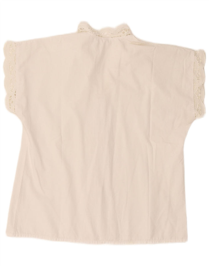 Blusa feminina vintage manga curta UE 38 médio branco