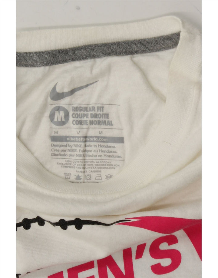 Camiseta feminina NIKE com estampa gráfica UK 14 médio algodão branco