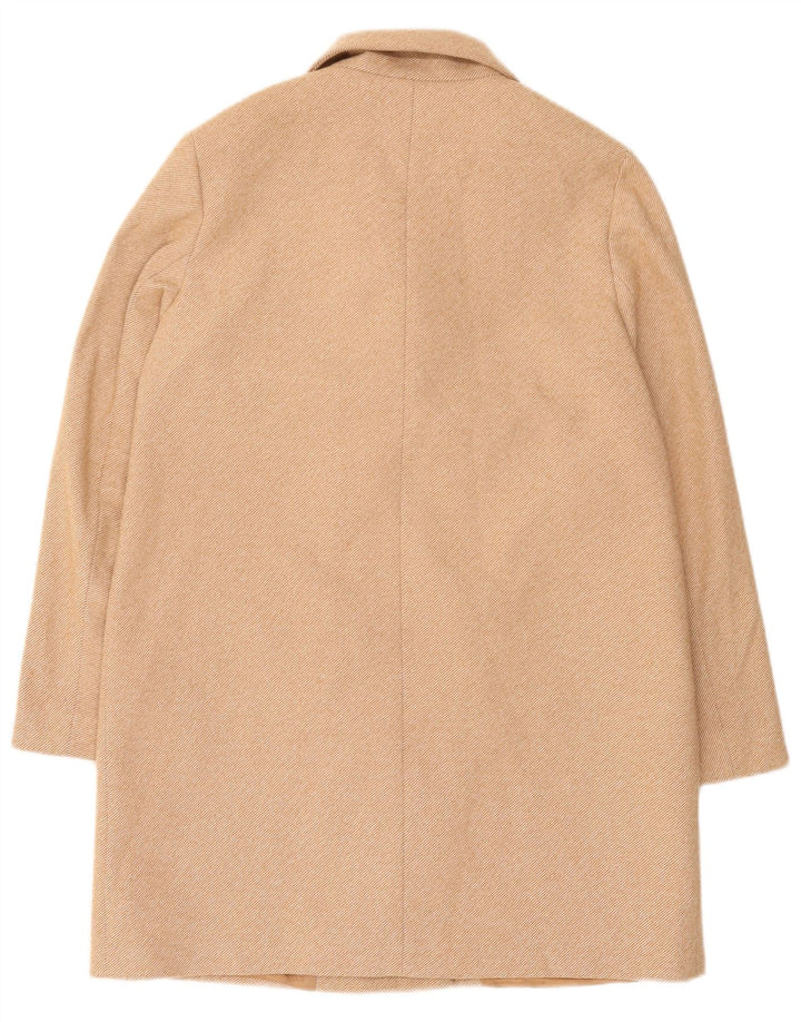 Casaco feminino Zara com peito duplo UK 14 poliéster bege médio
