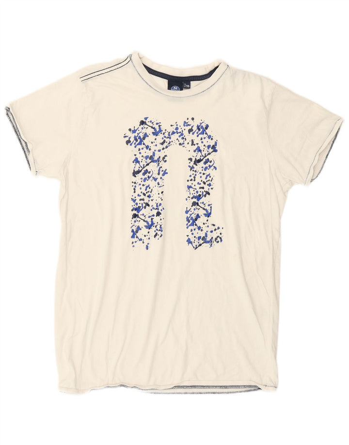 Camiseta gráfica North Sails Boys 15-16 anos branco manchado