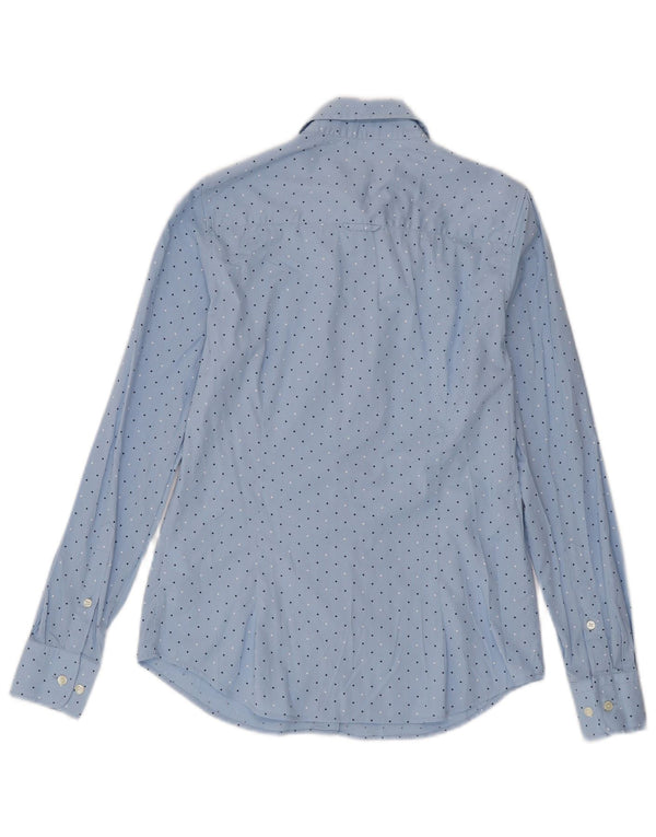 Camisa feminina Gant UK 8 pequena algodão manchado azul