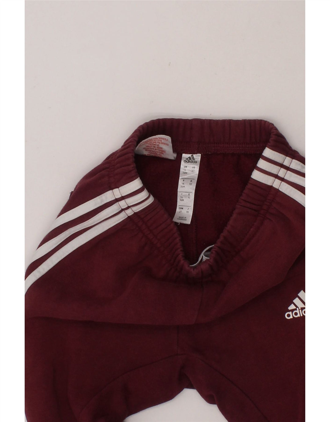ADIDAS Baby Girls Tracksuit Trousers 18-24 Months  Burgundy Cotton Vintage Adidas and Second-Hand Adidas from Messina Hembry 