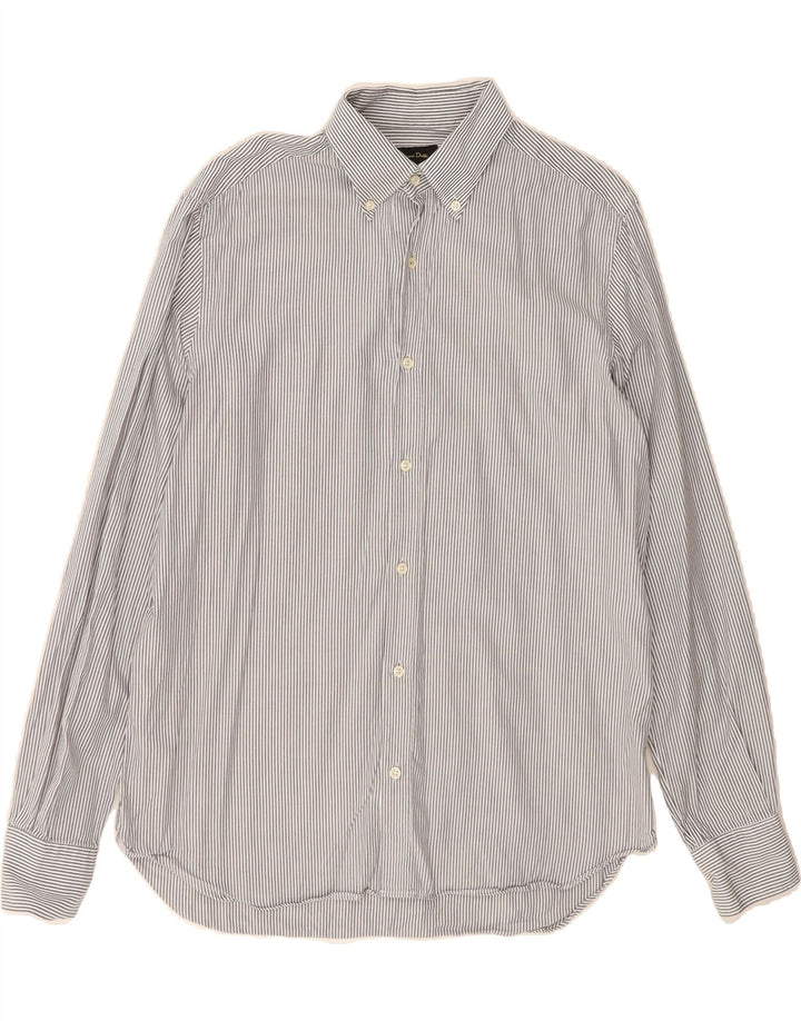 MASSIMO DUTTI Mens Tailored Fit Shirt Large Grey Pinstripe Cotton Vintage Massimo Dutti and Second-Hand Massimo Dutti from Messina Hembry 
