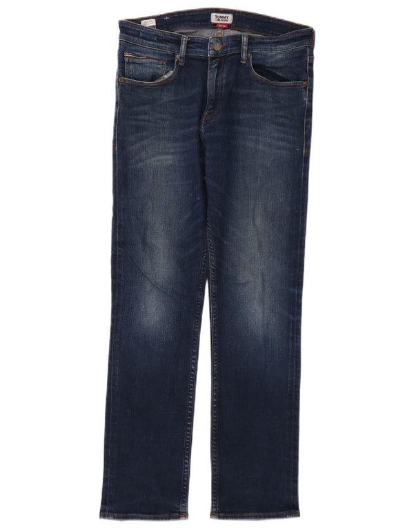 Jeans retos masculinos Tommy Hilfiger W34 L32 algodão azul