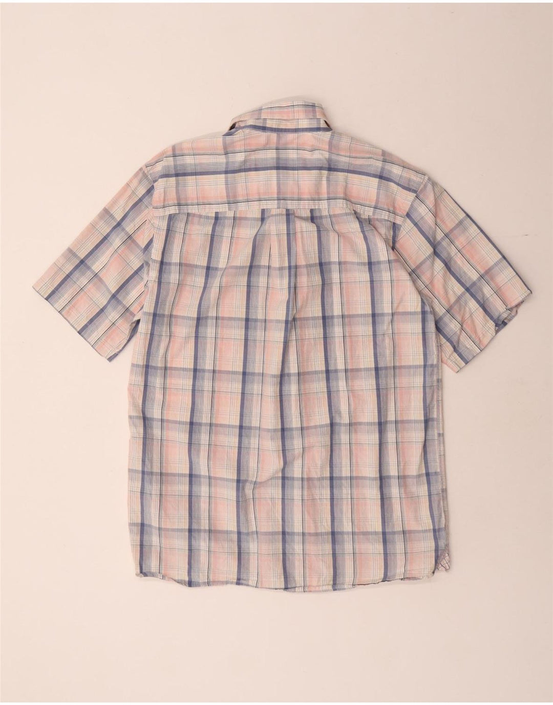 Camisa masculina de manga curta IZOD pequena rosa xadrez de algodão