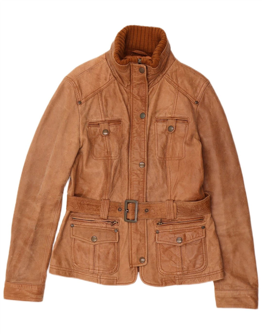 Jaqueta de couro feminina vintage UK 18 XL couro marrom