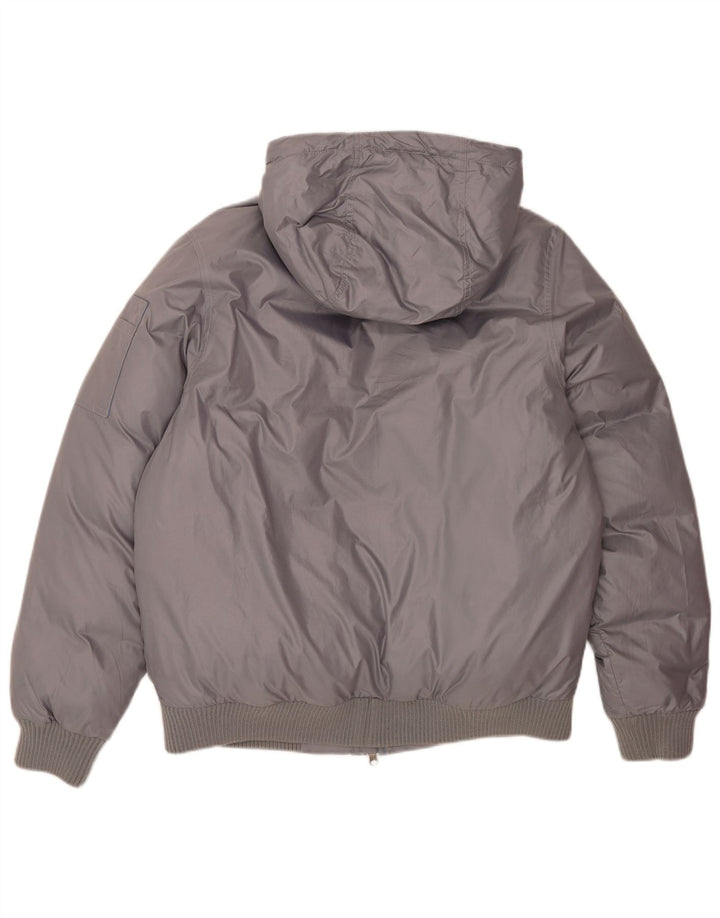 Jaqueta acolchoada com capuz masculina Nike UK 38 poliéster cinza médio