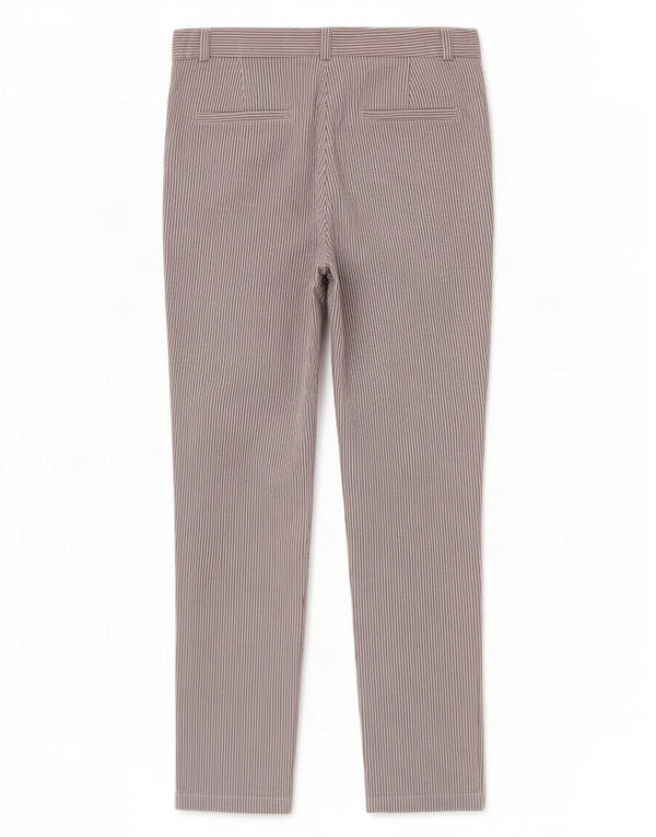 Calça chino feminina Marks & Spencer Reino Unido 12 médio W32 L29 risca de giz branca