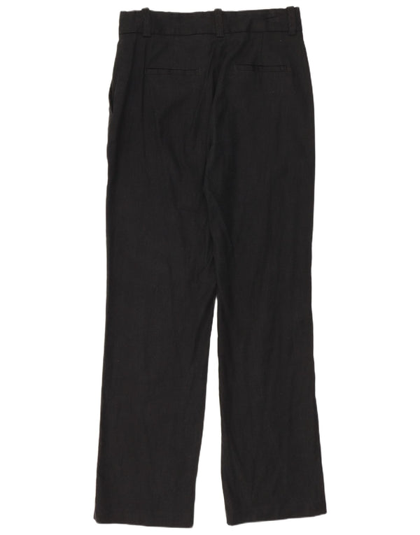 Calça chino reta feminina Massimo Dutti EU 36 XS W26 L28 linho preto