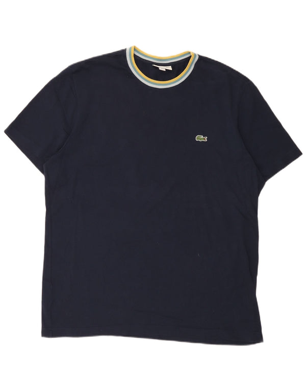 Camiseta masculina Lacoste Regular Fit tamanho superior 6 XL azul marinho algodão