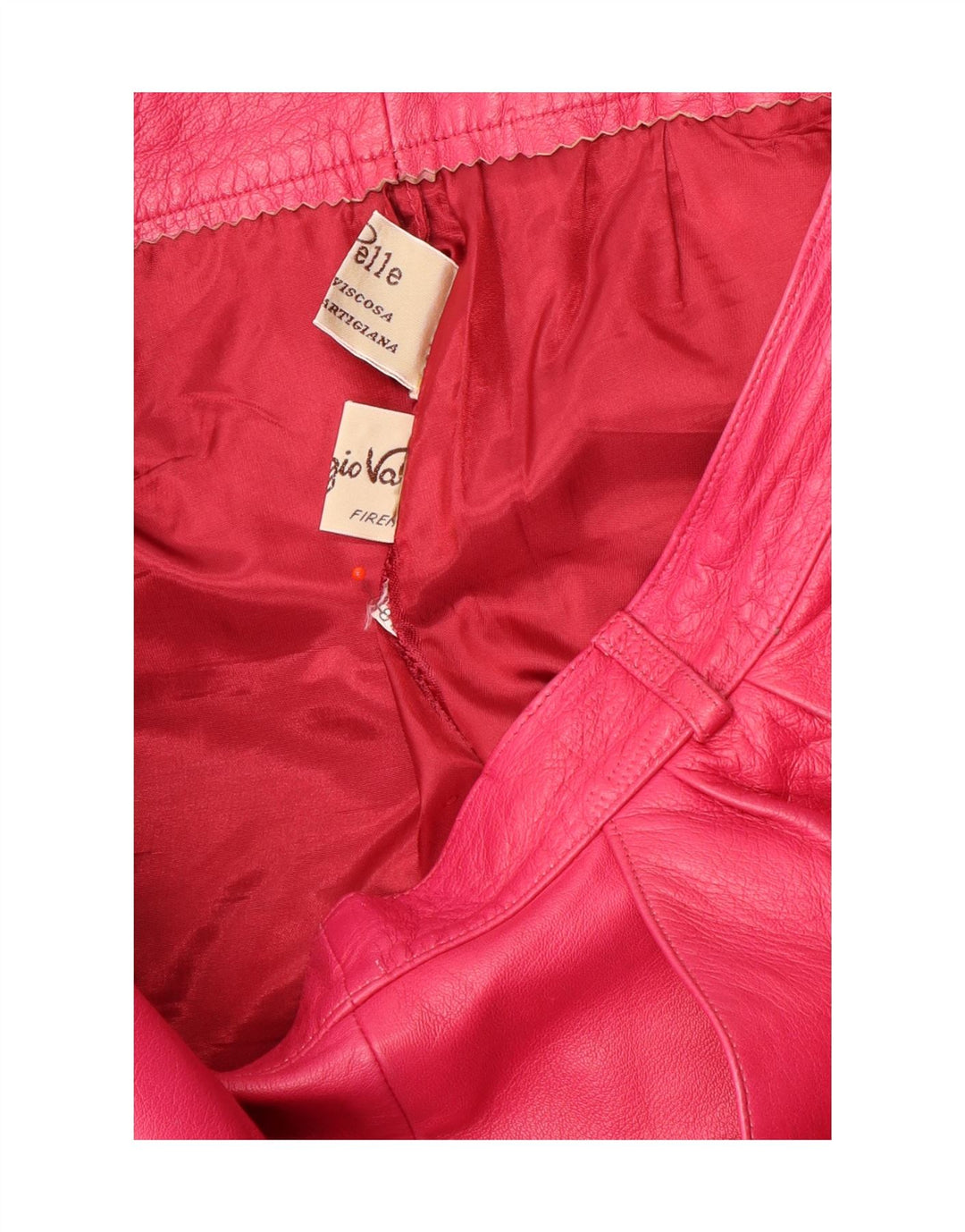 Saia de couro feminina vintage W30 couro rosa médio