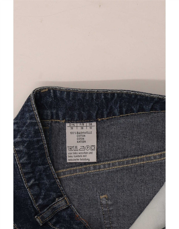 Mini saia jeans feminina Explorer UK 10 pequena W28 algodão azul