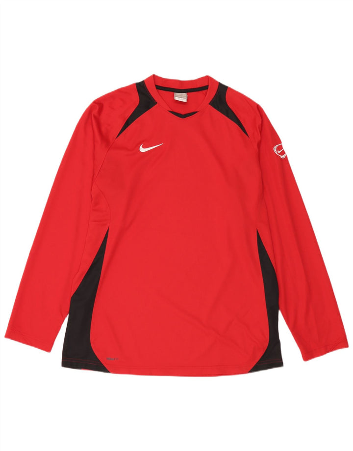 Nike masculino top manga longa UK 42/44 grande vermelho colorblock poliéster
