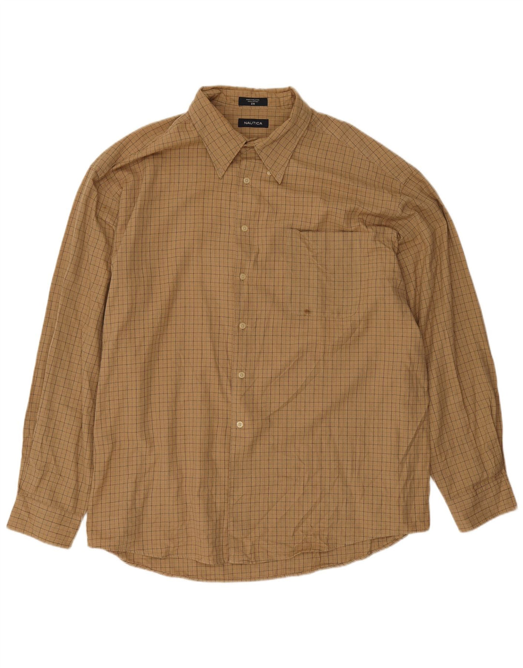 Camisa masculina de flanela Nautica 2XL algodão xadrez bege