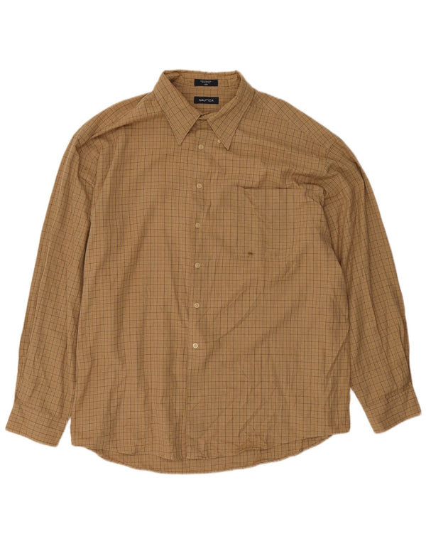 Camisa masculina de flanela Nautica 2XL algodão xadrez bege