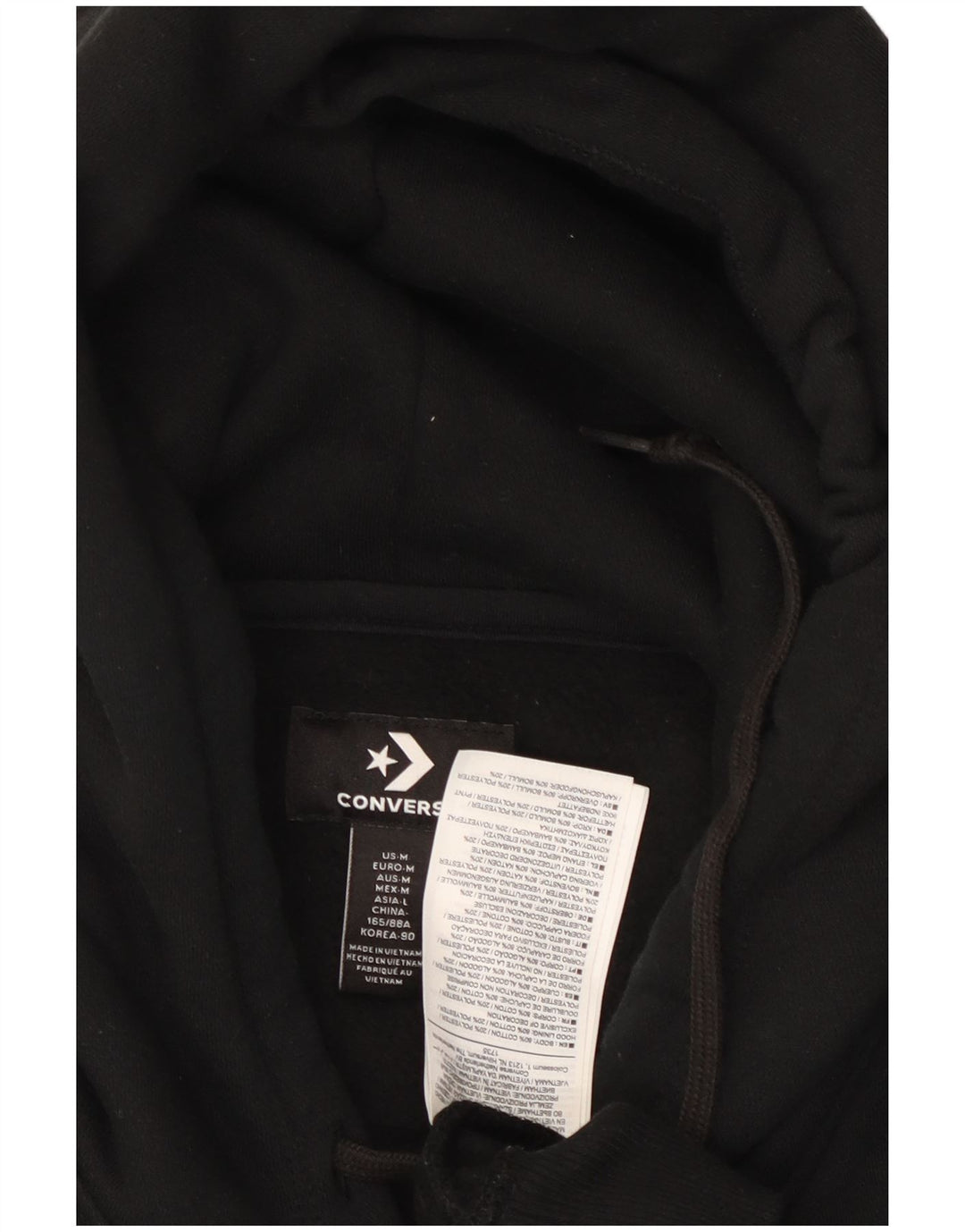 Jumper com capuz feminino CONVERSE UK 14 algodão preto médio