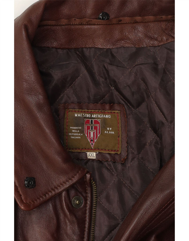 Jaqueta de couro masculina MAESTRO ARTIEIANO UK 44 2XL couro marrom