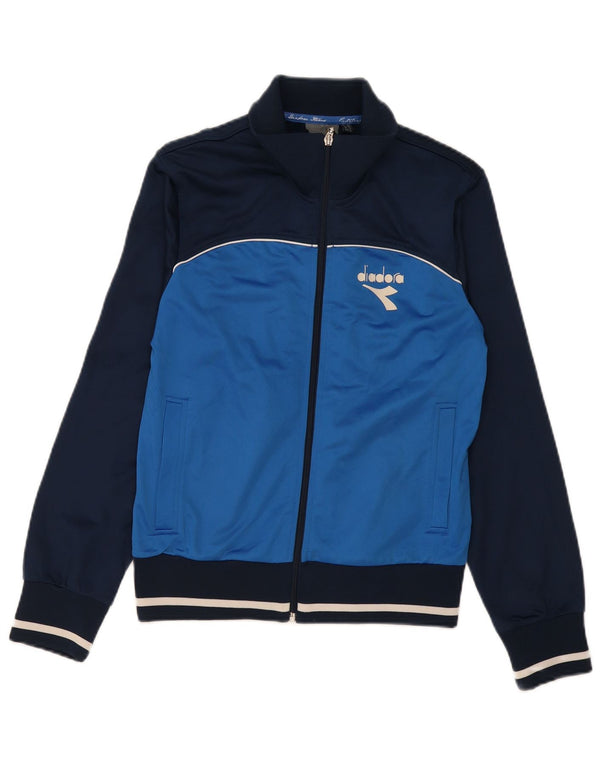 Diadora Mens Tracksuit Top Jacket UK 34 XS Azul Marinho Colourblock Poliéster