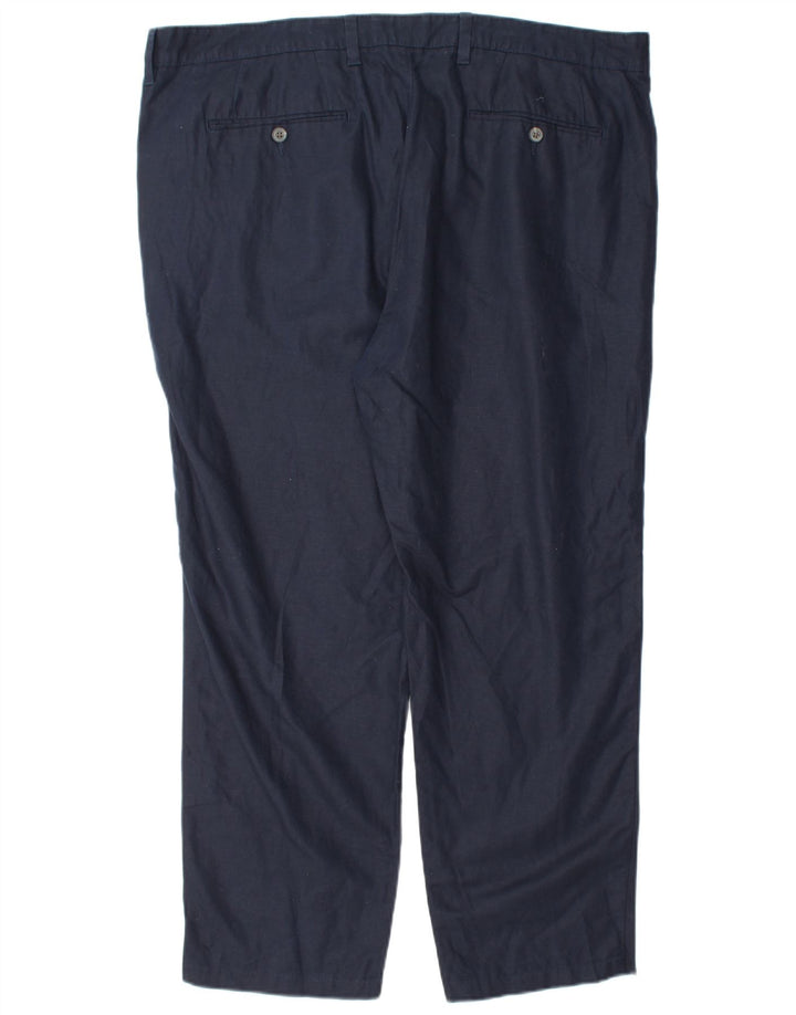 Calça chino reta masculina MARKS & SPENCER W42 L29 algodão azul marinho