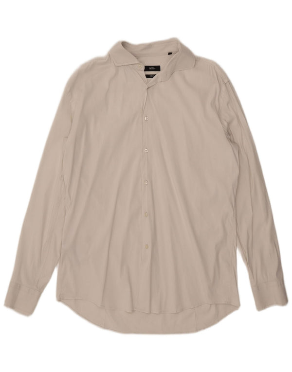 Camisa masculina Hugo Boss Slim Fit tamanho 43 17 XL algodão branco